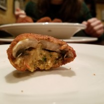 The stuffed mushroom with shrimp and crab meat inside.